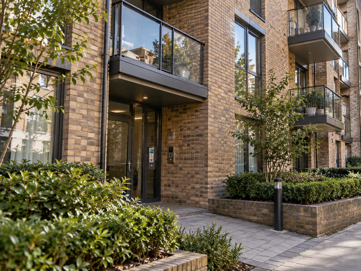 Entrance to a managed residential block in London